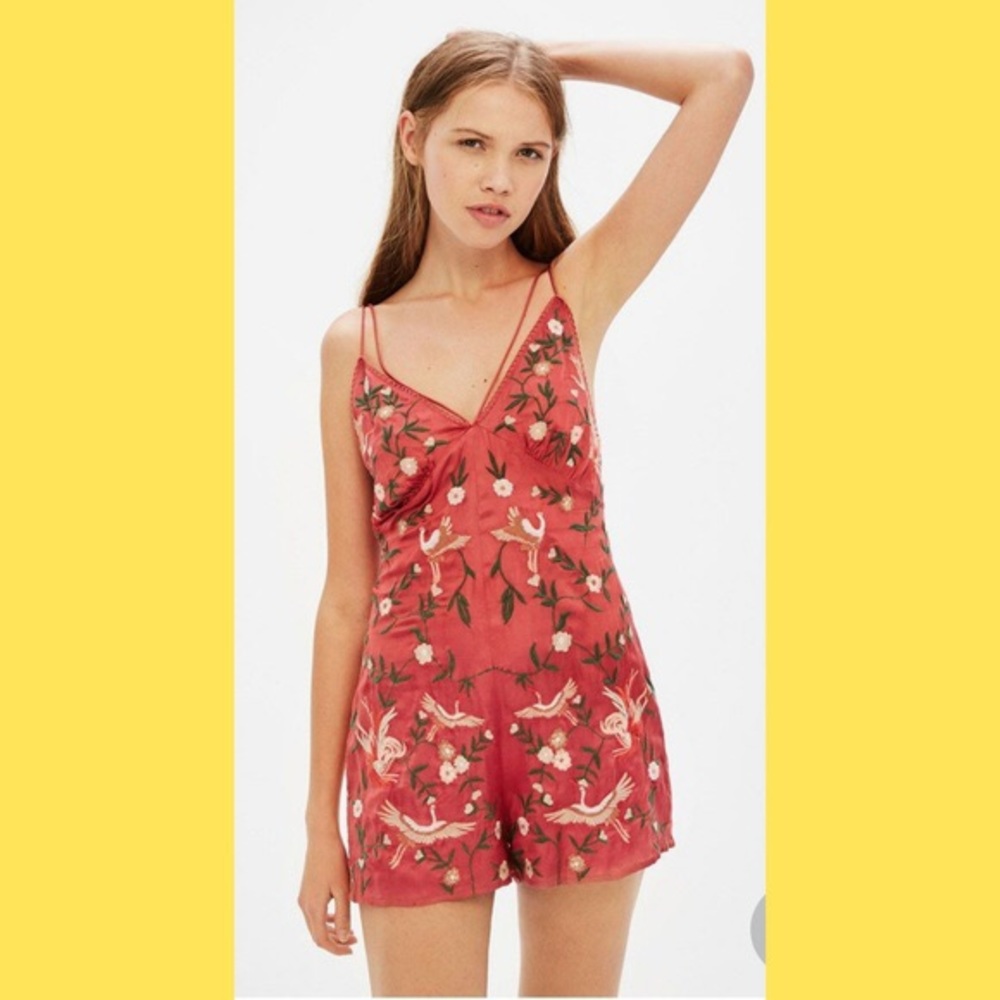 Sold~NWT Bershka Floral Embroidered Romper